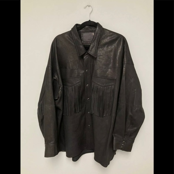 R13 Fringe Leather Shirt Jacket. - Picture 15 of 15